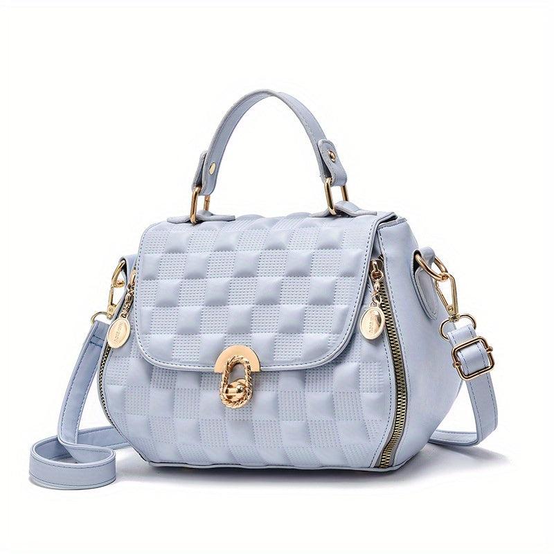 Plaid Embossed Satchel Bag Square Shoulder Bag