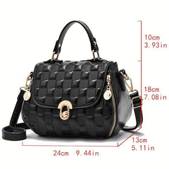 Plaid Embossed Satchel Bag Square Shoulder Bag