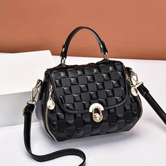 Plaid Embossed Satchel Bag Square Shoulder Bag
