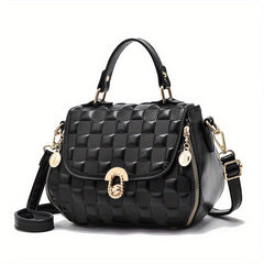 Plaid Embossed Satchel Bag Square Shoulder Bag