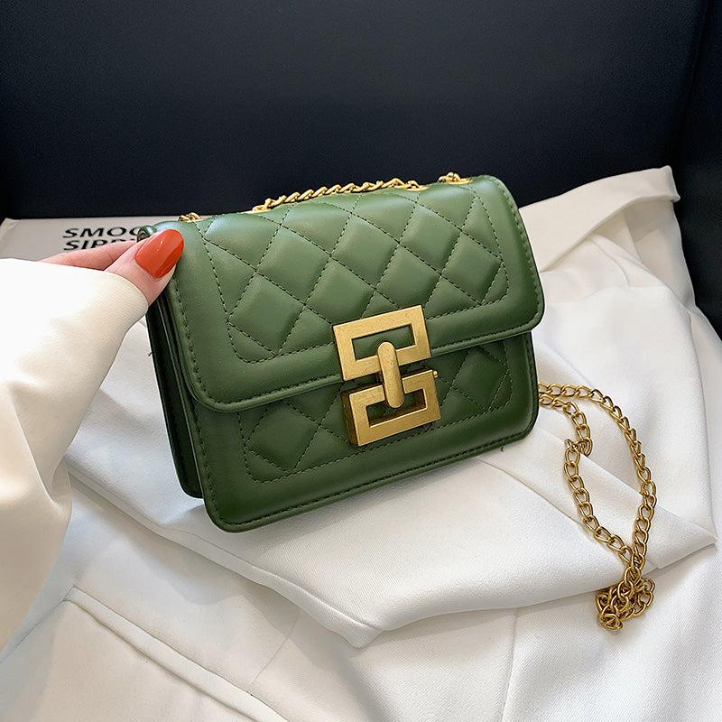 Argyle Quilted Square Bag Crossbody Purse With Chain Strap