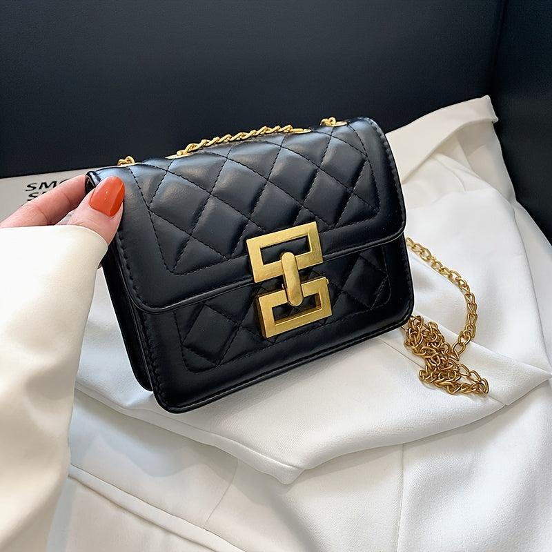 Argyle Quilted Square Bag Crossbody Purse With Chain Strap