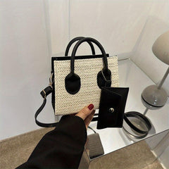 Minimalist Straw Square Bag for Women