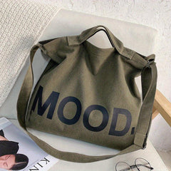 Letter Graphic Canvas Tote Bag for Work & Travel