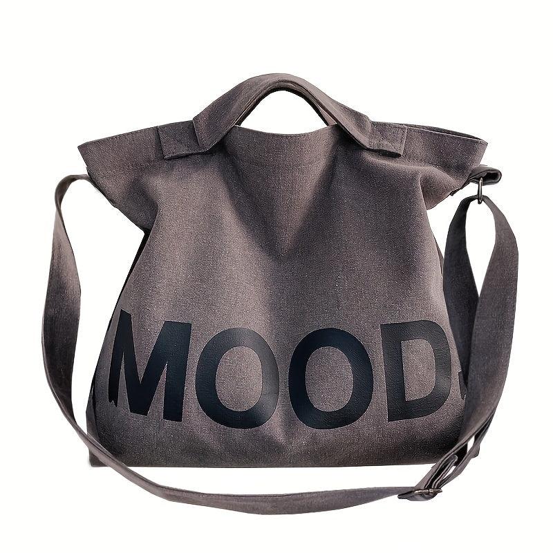Letter Graphic Canvas Tote Bag for Work & Travel