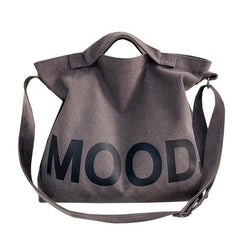 Letter Graphic Canvas Tote Bag for Work & Travel