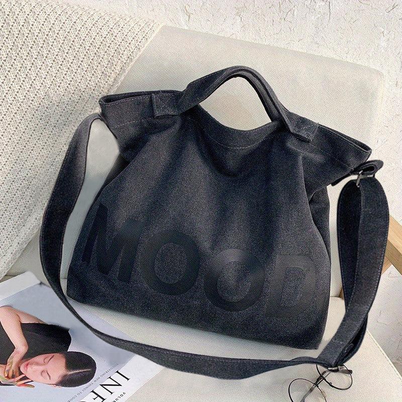 Letter Graphic Canvas Tote Bag for Work & Travel