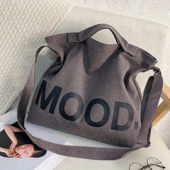 Letter Graphic Canvas Tote Bag for Work & Travel