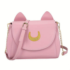 Small Ears Decor Flap Crossbody Bag PU Leather Textured Bag Purse