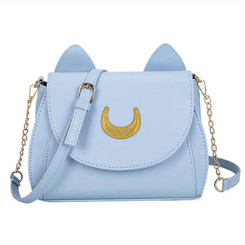 Small Ears Decor Flap Crossbody Bag PU Leather Textured Bag Purse
