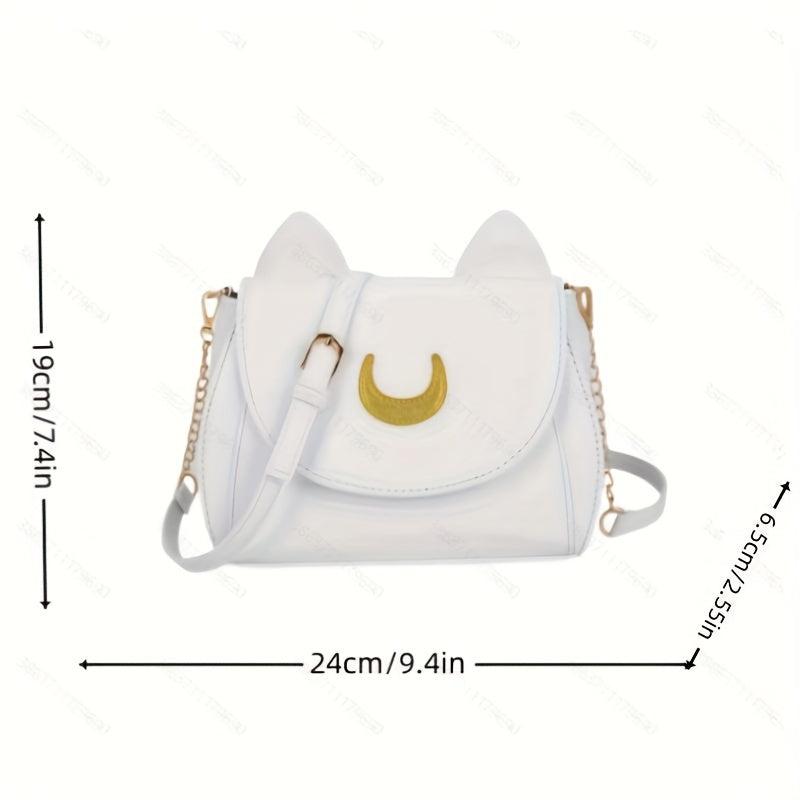 Small Ears Decor Flap Crossbody Bag PU Leather Textured Bag Purse