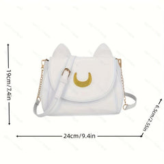 Small Ears Decor Flap Crossbody Bag PU Leather Textured Bag Purse