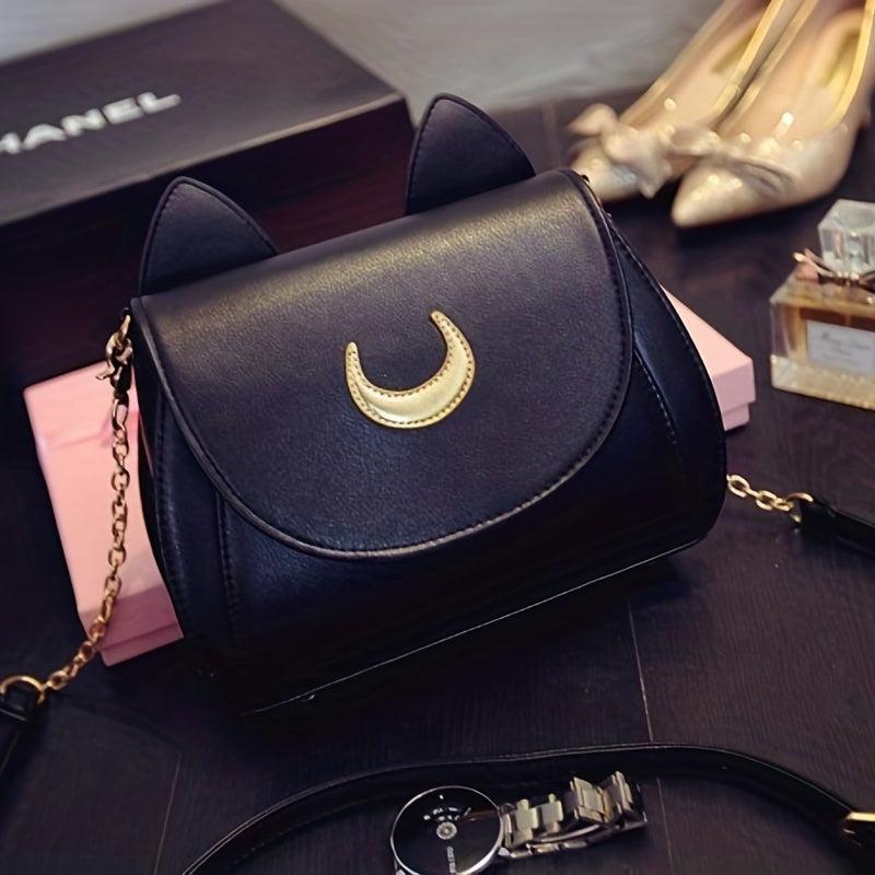 Small Ears Decor Flap Crossbody Bag PU Leather Textured Bag Purse