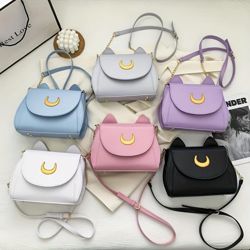 Small Ears Decor Flap Crossbody Bag PU Leather Textured Bag Purse