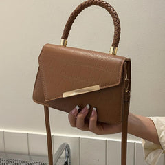 Embossed Handbag PU Crossbody Bag Top Handle Flap Purse
