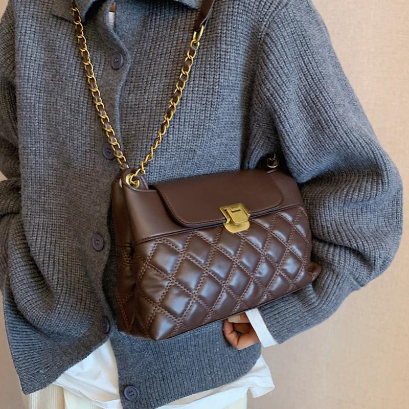 Quilted Flap Crossbody Bag Kiss Lock Handbag