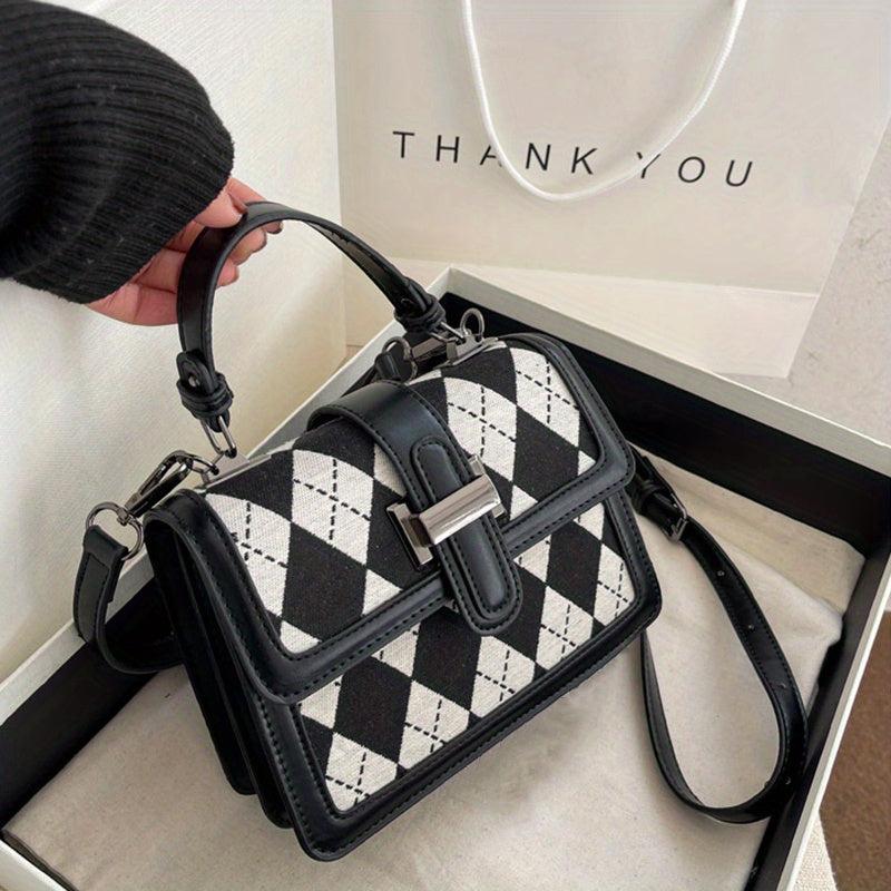 Retro Argyle Pattern Crossbody Bag