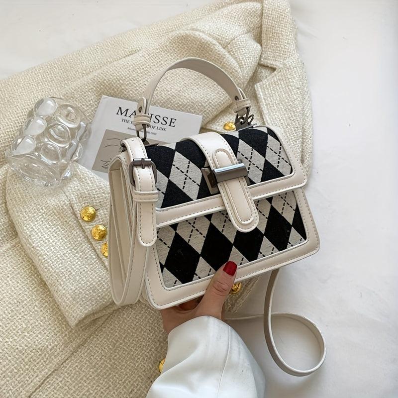 Retro Argyle Pattern Crossbody Bag