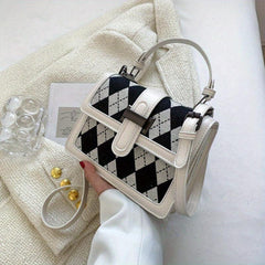 Retro Argyle Pattern Crossbody Bag