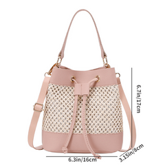 Straw Stitching Bucket Crossbody Bag