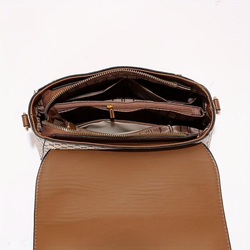Geometric Crossbody Bag Top Handle Flap Satchel Handbag