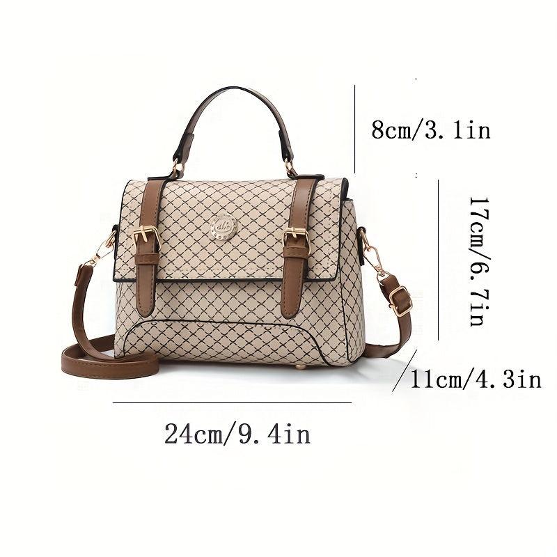 Geometric Crossbody Bag Top Handle Flap Satchel Handbag