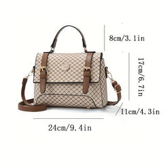 Geometric Crossbody Bag Top Handle Flap Satchel Handbag