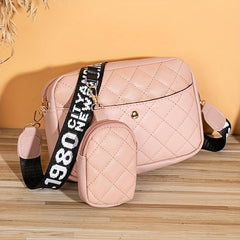 Argyle Quilted Crossbody Bag Set with Coin Purse