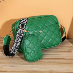Argyle Quilted Crossbody Bag Set with Coin Purse