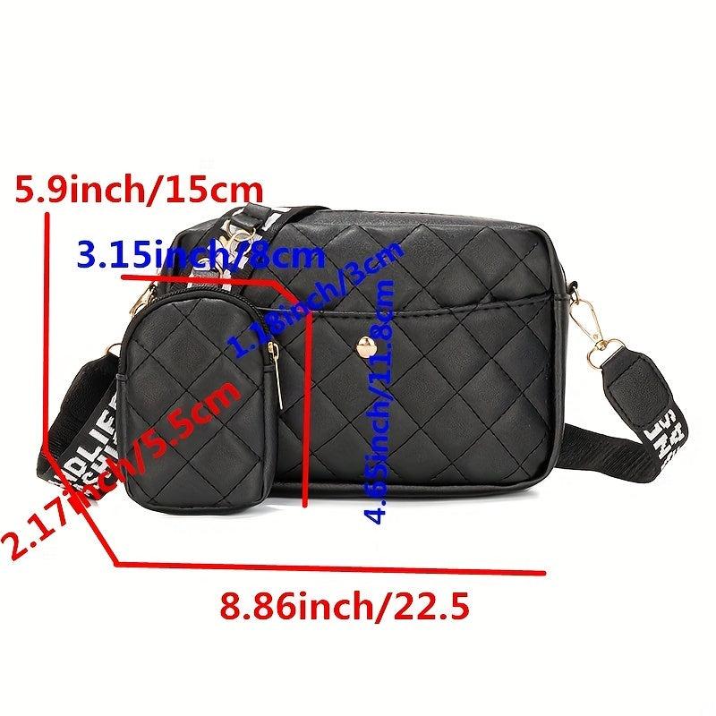 Argyle Quilted Crossbody Bag Set with Coin Purse