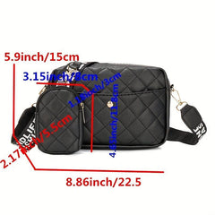 Argyle Quilted Crossbody Bag Set with Coin Purse
