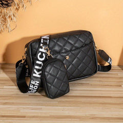 Argyle Quilted Crossbody Bag Set with Coin Purse