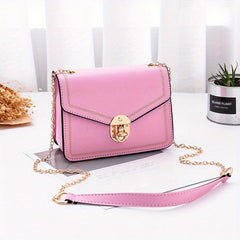 Square Shoulder Bag Metal Chain Flap Shoulder Bag Faux Leather Crossbody Bag