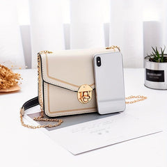 Square Shoulder Bag Metal Chain Flap Shoulder Bag Faux Leather Crossbody Bag