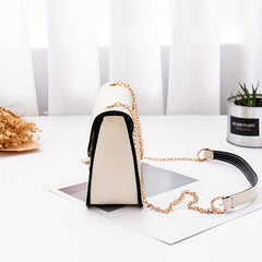 Square Shoulder Bag Metal Chain Flap Shoulder Bag Faux Leather Crossbody Bag
