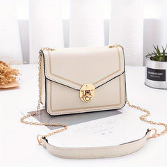 Square Shoulder Bag Metal Chain Flap Shoulder Bag Faux Leather Crossbody Bag