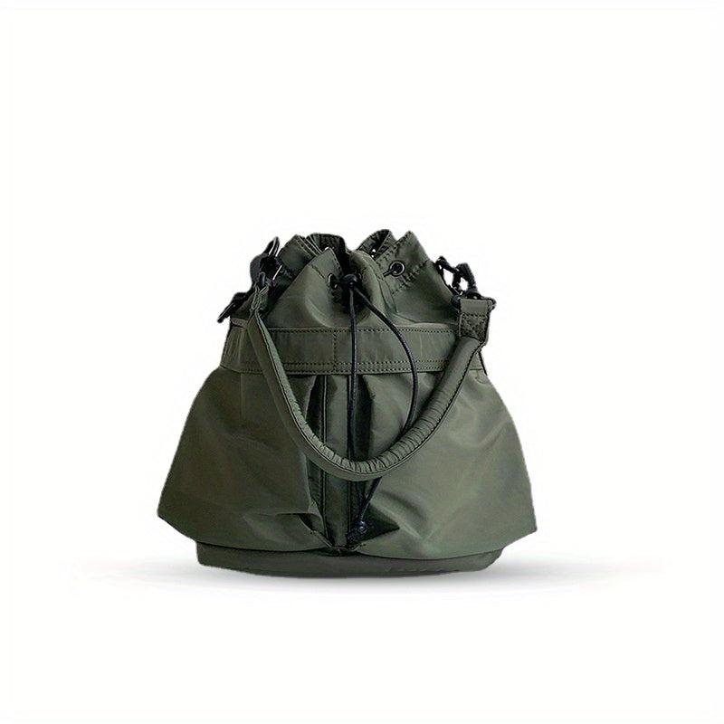 Large Capacity Drawstring Crossbody Bag Solid Shoulder Bag