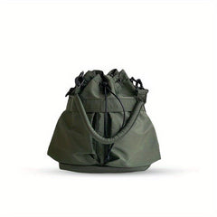 Large Capacity Drawstring Crossbody Bag Solid Shoulder Bag