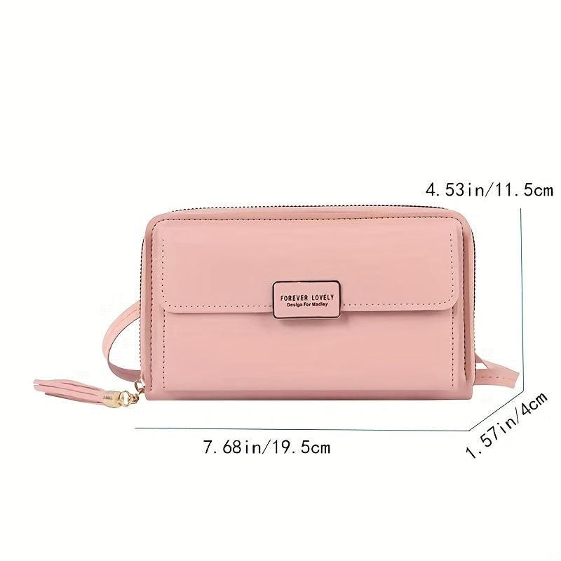 Letter Graphic Crossbody Bag Metal Decor Flap Wallet