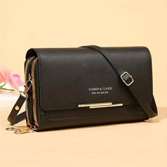 Letter Graphic Crossbody Bag Metal Decor Flap Wallet