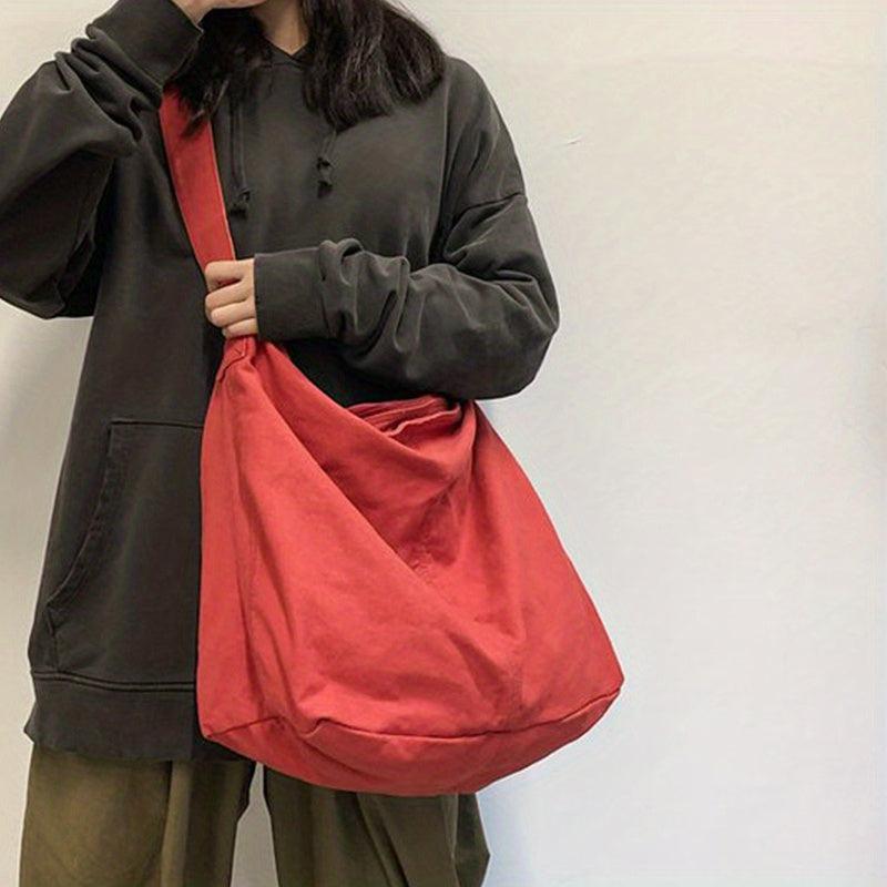 Large Crossbody Canvas Hobo Bag for School Travel Work