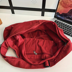 Large Crossbody Canvas Hobo Bag for School Travel Work