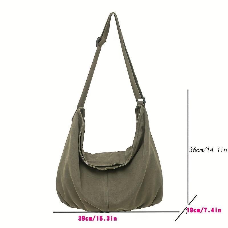 Large Crossbody Canvas Hobo Bag for School Travel Work