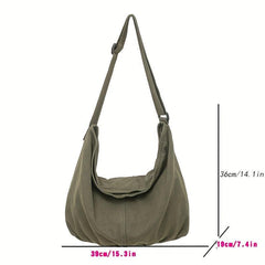 Large Crossbody Canvas Hobo Bag for School Travel Work