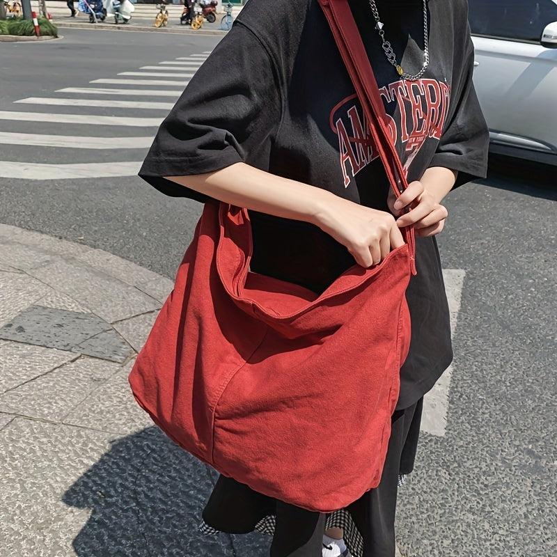 Large Crossbody Canvas Hobo Bag for School Travel Work