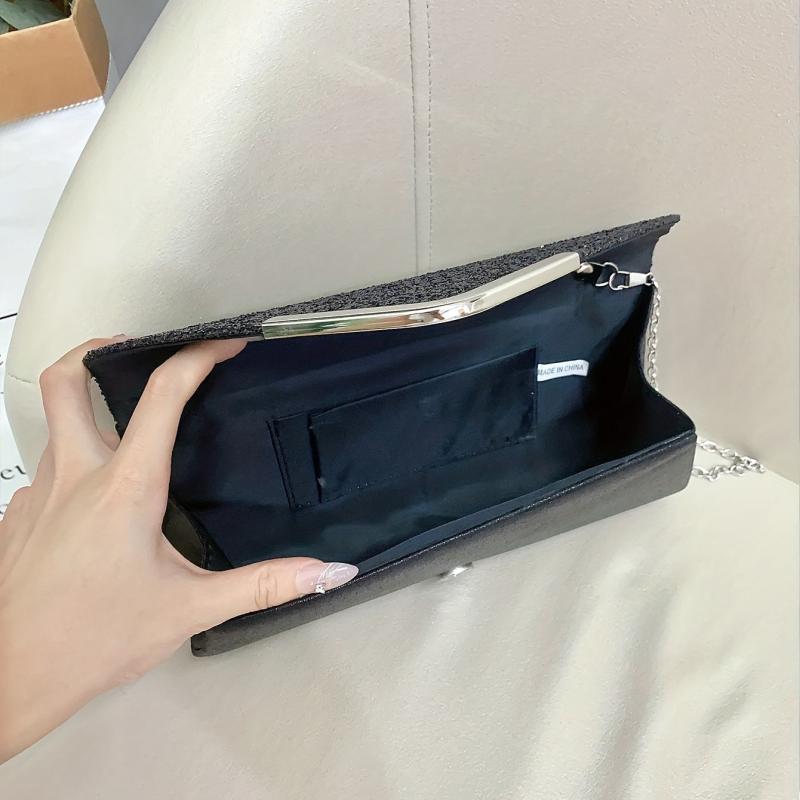 Sequins Flap Clutch Bag Evening Party Bag Metal Chain Crossbody Bag