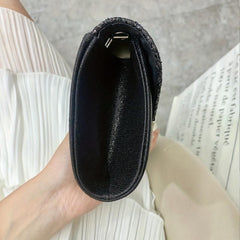 Sequins Flap Clutch Bag Evening Party Bag Metal Chain Crossbody Bag