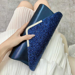 Sequins Flap Clutch Bag Evening Party Bag Metal Chain Crossbody Bag