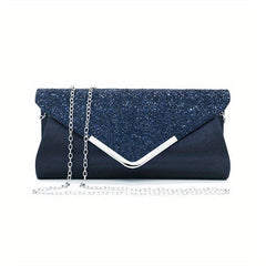 Sequins Flap Clutch Bag Evening Party Bag Metal Chain Crossbody Bag