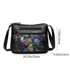 Floral Pattern Crossbody Bag Zipper Shoulder Bag Purse